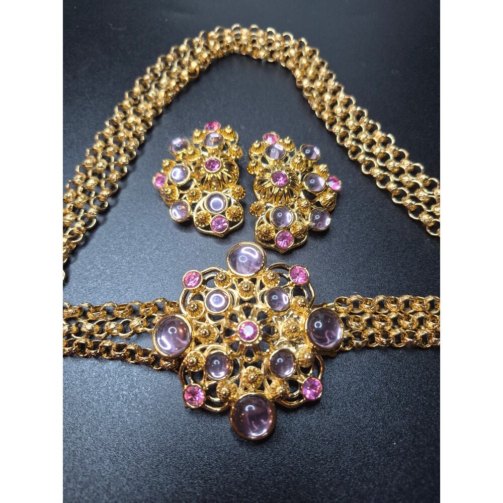 Vintage Jose Maria Barrera for Avon Marbella Necklace & Clip Earrings Set 1992 - Picture 10 of 15